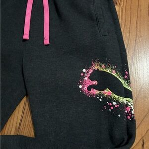 Puma Sweatpants Kids Girls Jogger Dark Gray Large 14 to 16 Workout Jog Run Gym